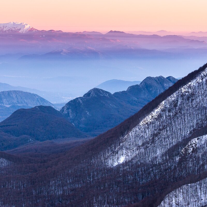 The Mainarde mountain chain at sunset, a pristine Apennine wilderness | © Umberto Esposito - Wildlife Adventures